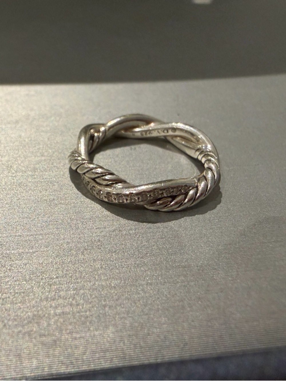 David Yurman Silver Twisted Cable Crossover Ring